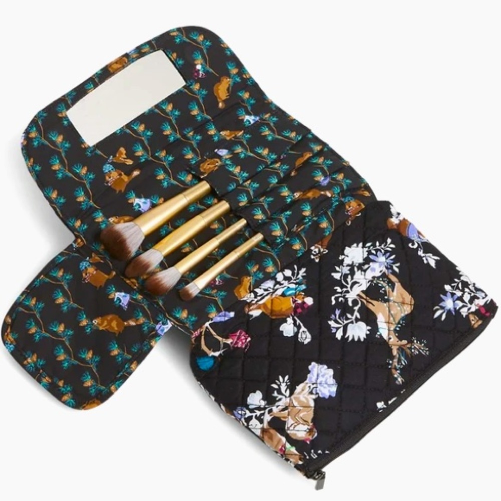 VERA BRADLEY Brush Cosmetic and Jewelry Travel Case with Mirror